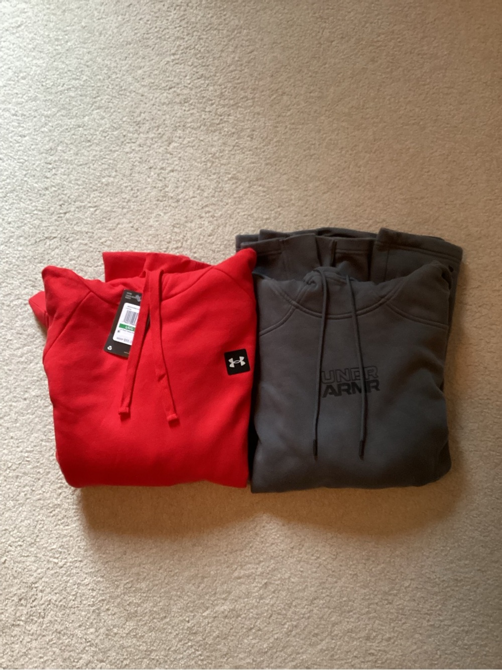 Under Armour Red and Charcoal Men's Crewneck Hoodies